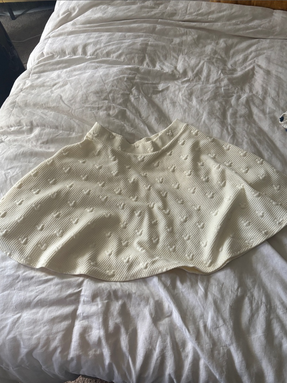Disney Ivory Circle Skirt with Textured Polka Heart Motif